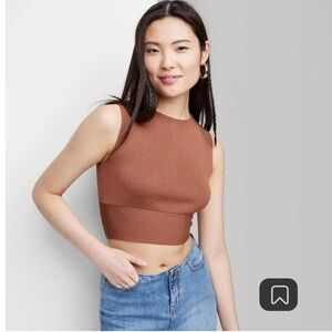 Wild Fable Brown Sleeveless Crop Top
